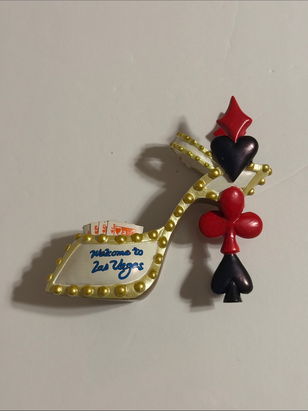Las Vegas Novelty High Heel Shoe Novelty Ornament in Red, Black and Gold NWOT